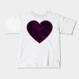 Purple/Black Paint Pour Heart Kids T-Shirt